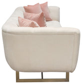 Venus Cream Fabric Sofa With Contrasting Pillows and Gold Finished Metal Base By Diamond Sofa